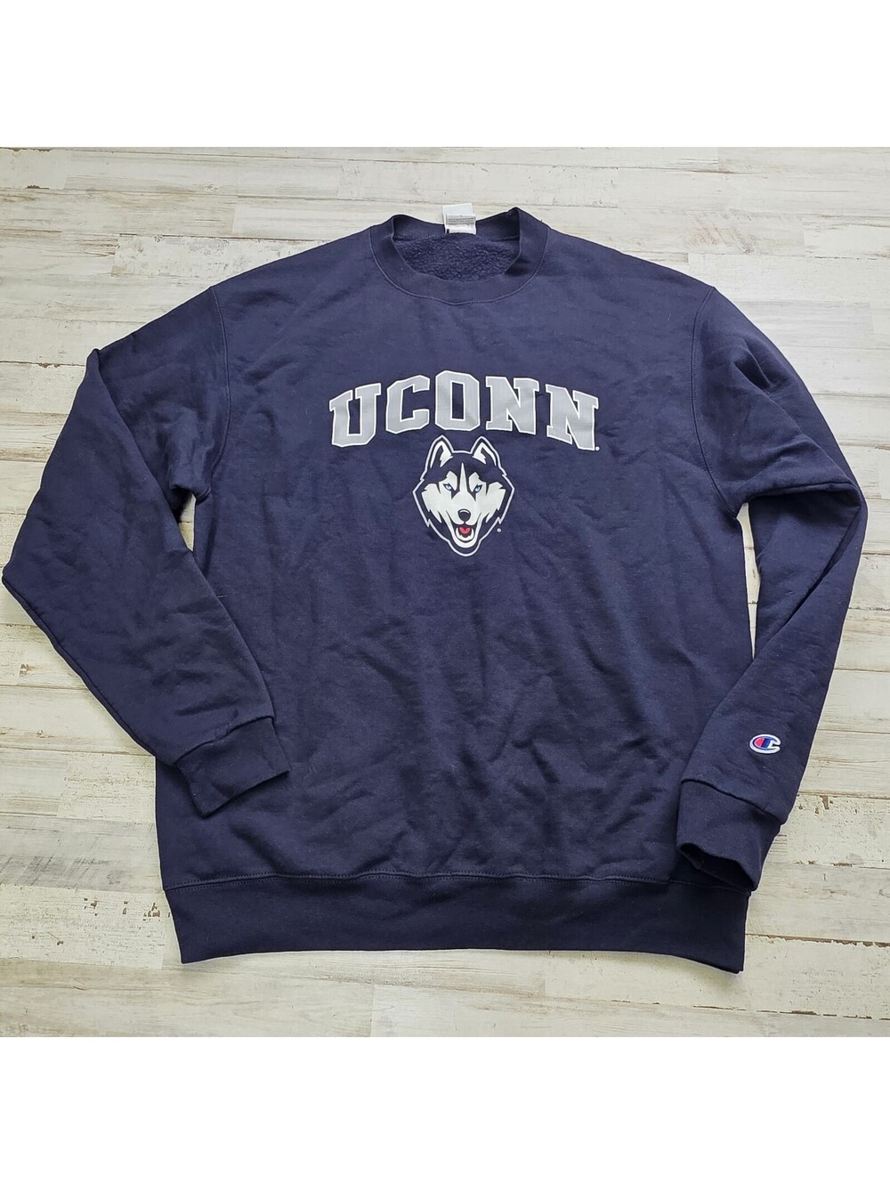 UConn Huskies Sweatshirt Mens Size LG Blue Champion Cotton Blend NCAA